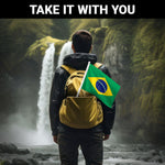 Load image into Gallery viewer, G128 2 Pack: Brazil Brazilian Car Flag  11x17 In  Double LiteWeave Pro Series Double Sided Printed 150D Polyester  Flagpole Included  Perfect for Festival Celebrations, Parades