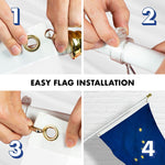 Load image into Gallery viewer, G128  6 Feet Tangle Free Spinning Flagpole (White) Alaska Flag Brass Grommets Embroidered 3x5 ft (Flag Included) Aluminum Flag Pole