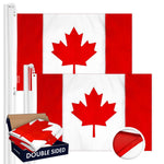 Load image into Gallery viewer, G128 2 Pack: Canada Canadian Flag  3x6 Ft  Double ToughWeave Series Double Sided Embroidered 210D Polyester  Country Flag, Embroidered Design, Indoor/Outdoor, Brass Grommets, Heavy Duty, 3ply