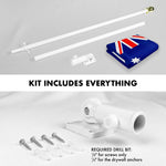 Load image into Gallery viewer, G128 Combo Pack: 6 Feet Tangle Free Spinning Flagpole (White) Australia Australian Flag 3x5 ft Printed 150D Brass Grommets (Flag Included) Aluminum Flag Pole