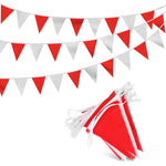 Load image into Gallery viewer, Triangle Banner Flags for Party Supplies   100ft White and Red Party Decorations Carnival Pennant Banner Flags on String