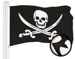 Load image into Gallery viewer, G128 Combo Pack: American USA Flag 2.5x4 Ft &amp; Pirate Jolly Roger Swords Flag 2.5x4 Ft  Both ToughWeave Series Embroidered 300D Polyester, Embroidered Design, Indoor/Outdoor, Brass Grommets