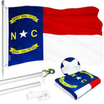 Load image into Gallery viewer, G128  6 Feet Tangle Free Spinning Flagpole (Silver) North Carolina Flag Brass Grommets Embroidered 3x5 ft (Flag Included) Aluminum Flag Pole