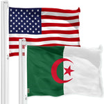 Load image into Gallery viewer, G128 Combo Pack: American USA Flag 3x5 Ft &amp; Algeria Flag 3x5 Ft, Both Printed 150D Polyester, Indoor/Outdoor, Brass Grommets