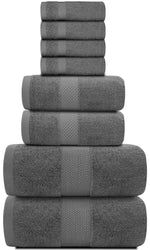 Load image into Gallery viewer, Luxury Dark Gray Bath Towel Set 8 Pcs Combed Cotton 700GSM Hotel Quality