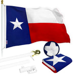 Load image into Gallery viewer, G128 Flag Pole 5 FT White Tangle Free &amp; Texas Flag 2.5x4 FT Combo Embroidered Spun Polyester
