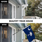Load image into Gallery viewer, G128 Combo Pack: 6 Ft Tangle Free Spinning Flagpole (Black) &amp; South Carolina Flag 3x5 Ft Embroidered 220GSM Spun Polyester, Brass Grommets (Flag Included) Aluminum Flag Pole