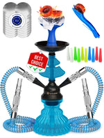 Load image into Gallery viewer, Blue Hookah set with everything Hookah Set 2 Hose Hookah LilOne
