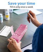 Load image into Gallery viewer, Extra Large Pill Organizer Pink XXL Vitamin Holder for Weekly Supplements Double Sided Pill Box 7 Day with Big AM PM Compartments Huge Daily Medicine Dispenser 2 Times a Day Reliable and Easy to Use