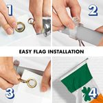 Load image into Gallery viewer, G128  6 Feet Tangle Free Spinning Flagpole (Silver) Ireland SHAMROCK Brass Grommets Printed 3x5 ft (Flag Included) Aluminum Flag Pole