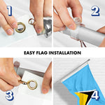 Load image into Gallery viewer, G128 Combo Pack: 6 Ft Tangle Free Aluminum Spinning Flagpole (Silver) &amp; Saint Lucia Saint Lucian Flag 3x5 Ft, LiteWeave Pro Series Printed 150D Polyester  Pole with Flag Included