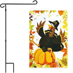 Load image into Gallery viewer, G128 Combo Pack: Garden Flag Stand Black 36x16 Inch &amp; Garden Flag Pilgrim Turkey with Pumpkin 12x18 Inch