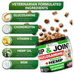 Load image into Gallery viewer, Hemp Hip and Joint Support Supplement for Dogs Glucosamine for Dogs 120 Chews