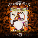 Load image into Gallery viewer, G128 Garden Flag Trick or Treat Witch Hat Gnome with Broom  12x18 Inch  Printed Blockout Polyester  Halloween Fall Decoration