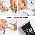 Load image into Gallery viewer, G128 Combo Pack: 5 Ft Tangle Free Aluminum Spinning Flagpole (White) &amp; Pirate Jolly Roger Bones Flag 2x3 Ft, ToughWeave Series Embroidered 300D Polyester  Pole with Flag Included