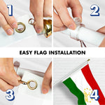 Load image into Gallery viewer, G128 Combo Pack: 6 Ft Tangle Free Spinning Flagpole (White) &amp; Tajikistan Flag 3x5 Ft Printed 150D Polyester, Brass Grommets (Flag Included) Aluminum Flag Pole
