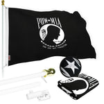 Load image into Gallery viewer, G128 Flag Pole 5 FT White Tangle Free &amp; POW MIA Flag Emb 2.5x4 FT Combo Embroidered Spun Polyester