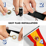 Load image into Gallery viewer, G128 Combo Pack: 6 Ft Tangle Free Aluminum Spinning Flagpole (Black) &amp; Spain Spanish Flag 3x5 Ft, Double ToughWeave Series Double Sided Embroidered 210D Polyester  Pole with Flag Included