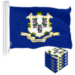 Load image into Gallery viewer, G128 5 Pack: Connecticut CT State Flag  3x5 Ft  LiteWeave Pro Series Printed 150D Polyester  Indoor/Outdoor, Vibrant Colors, Brass Grommets, Thicker and More Durable Than 100D 75D Polyester
