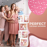 Load image into Gallery viewer, Baby Shower Boxes with Letters 44 Pcs White Boxes with Rose Gold Dusty Pink Sand &amp; White Balloons Gender Reveal &amp; Party Decoration Set by
