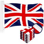 Load image into Gallery viewer, G128 5 Pack: UK United Kingdom Flag  3x5 Ft  ToughWeave Series Embroidered 300D Polyester  Country Flag, Embroidered Design, Indoor/Outdoor, Brass Grommets