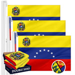 Load image into Gallery viewer, G128 3 Pack: Venezuela 7 Stars Venezuelan Flag  4x6 Ft  Double ToughWeave Series Double Sided Embroidered 210D Polyester  Country Flag, Embroidered Design, Brass Grommets, Heavy Duty, 2ply