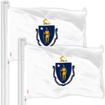 Load image into Gallery viewer, G128 2 Pack: Massachusetts MA State Flag  3x5 Ft  Printed 150D Polyester  Indoor/Outdoor, Vibrant Colors, Brass Grommets, Quality Polyester, Much Thicker More Durable Than 100D 75D Polyester