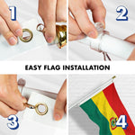 Load image into Gallery viewer, G128 Combo Pack: 6 Ft Tangle Free Aluminum Spinning Flagpole (White) &amp; Bolivia Flag 3x5 Ft, Double ToughWeave Series Double Sided Embroidered 210D Polyester  Pole with Flag Included