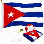 Load image into Gallery viewer, G128 Combo Pack: 6 Ft Tangle Free Aluminum Spinning Flagpole (White) &amp; Cuba Cuban Flag 3x5 Ft, ToughWeave Series Embroidered 300D Polyester  Pole with Flag Included