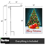 Load image into Gallery viewer, G128 Combo Pack: Garden Flag Stand Black 36x16 Inch &amp; Garden Flag Merry Christmas Tree with Gifts 12x18 Inch