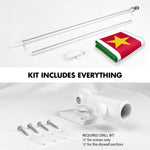 Load image into Gallery viewer, G128 Combo Pack: 6 Ft Tangle Free Aluminum Spinning Flagpole (Silver) &amp; Suriname Surinamese Flag 3x5 Ft, LiteWeave Pro Series Printed 150D Polyester  Pole with Flag Included