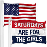 Load image into Gallery viewer, G128 Combo Pack: American USA Flag 3x5 Ft &amp; Saturdays are for the Girls Flag 3x5 Ft  Both LiteWeave Pro Series Printed 150D Polyester, Brass Grommets
