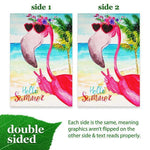 Load image into Gallery viewer, Garden Flag Hello Summer Peace Sign Flamingo 12x18 Inch Summer Printed Blockout