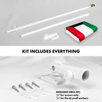 Load image into Gallery viewer, G128 Combo Pack: 6 Ft Tangle Free Aluminum Spinning Flagpole (White) &amp; Kuwait Kuwaiti Flag 3x5 Ft, LiteWeave Pro Series Printed 150D Polyester  Pole with Flag Included