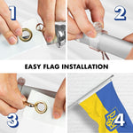 Load image into Gallery viewer, G128 Combo: 6 Ft Tangle Free Aluminum Spinning Flagpole (Silver) &amp; Ukraine Ukrainian Coat of Arms Flag 3x5 Ft, LiteWeave Pro Printed 150D Polyester, 4 Corner Brass Grommets  Pole with Flag Included