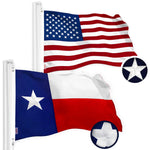 Load image into Gallery viewer, G128 Combo Pack: USA American Flag &amp; Texas TX State 4x6 Ft Embroidered Spun Polyester, Indoor/Outdoor, Brass Grommets