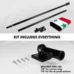 Load image into Gallery viewer, G128 Combo Pack: 6 Ft Tangle Free Aluminum Spinning Flagpole (Black) &amp; Syria Syrian Flag 3x5 Ft, LiteWeave Pro Series Printed 150D Polyester  Pole with Flag Included