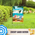 Load image into Gallery viewer, Beach Summer with Chairs Umbrella Garden Flag 12x18 Inch Printed 150D Polyester