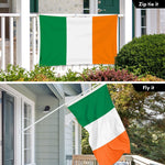 Load image into Gallery viewer, G128 Combo Pack: 6 Ft Tangle Free Aluminum Spinning Flagpole (White) &amp; Ireland Irish Flag 3x5 Ft, LiteWeave Pro Series Printed 150D Polyester, 4 Corner Brass Grommets  Pole with Flag Included
