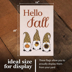 Load image into Gallery viewer, G128 Garden Flag Hello Fall Three Gnomes with Pumpkin Acorn Sunflower 12x18 Burlap Fabric