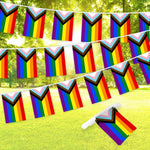 Load image into Gallery viewer, G128 LGBT Progress Rainbow Pride Bunting Banner  Flag 8.2 x 5.5 Inch, Full String 33 Feet  Printed 150D Polyester, Decorations For Bar, School, Festival Events Celebration
