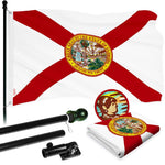 Load image into Gallery viewer, G128 Combo Pack: 6 Ft Tangle Free Aluminum Spinning Flagpole (Black) &amp; Florida FL State Flag 3x5 Ft, ToughWeave Series Embroidered 210D Polyester  Pole with Flag Included