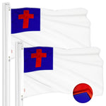 Load image into Gallery viewer, G128 2 Pack: Christian Flag  2.5x4 Ft  ToughWeave Series Embroidered 300D Polyester  Religious Flag, Embroidered Design, Indoor/Outdoor, Brass Grommets