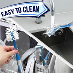 Load image into Gallery viewer, Dish Brush Set of 3 with Bottle Water Brush Dish Scrub Blue Dishwasher Safe