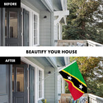 Load image into Gallery viewer, G128 Combo Pack: 6 Ft Tangle Free Aluminum Spinning Flagpole (Silver) &amp; Saint Kitts and Nevis Flag 3x5 Ft, LiteWeave Pro Series Printed 150D Polyester  Pole with Flag Included