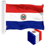 Load image into Gallery viewer, G128 5 Pack: Paraguay Paraguayan Flag  3x5 Ft  LiteWeave Pro Series Printed 150D Polyester  Country Flag, Indoor/Outdoor, Vibrant Colors, Brass Grommets, Thicker and More Durable Than 100D 75D Poly