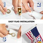 Load image into Gallery viewer, G128 Combo Pack: 6 Ft Tangle Free Aluminum Spinning Flagpole (White) &amp; American USA Proud and Free Eagle Flag Flag 3x5 Ft, LiteWeave Pro Series Printed 300D Polyester  Pole with Flag Included