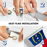 Load image into Gallery viewer, Combo Pack: 5 Ft Tangle Free Aluminum Spinning Flagpole (Silver) &amp; North Carolina State Flag 2.5x4 Ft, ToughWeave Series Embroidered 300D Polyester Pole with Flag Included