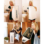 Load image into Gallery viewer, 52L Large Slim Rolling On Wheels Laundry Hamper Tall Dirty Clothes Storage Basket Standable Corner Handy Bin Hamper Basket 15×8×22  (22 Inches Printed Beige)