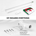 Load image into Gallery viewer, G128 Combo Pack: 6 Ft Tangle Free Spinning Flagpole (Silver) &amp; Algeria Flag 3x5 Ft Printed 150D Polyester, Brass Grommets (Flag Included) Aluminum Flag Pole